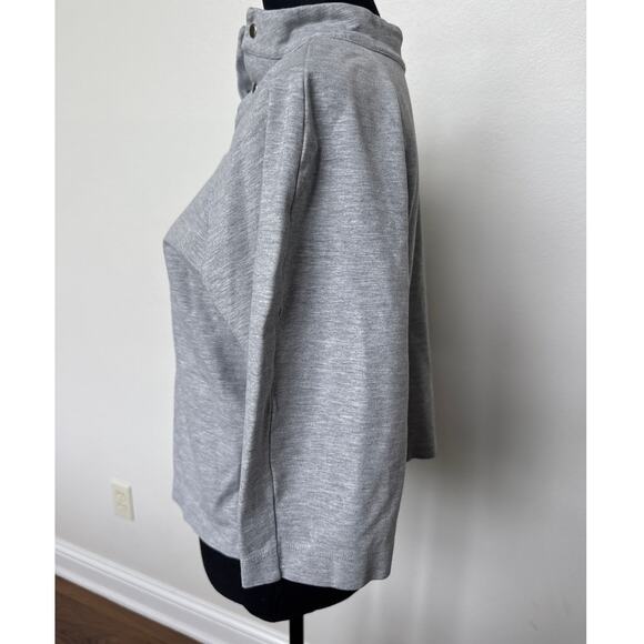 Club Monaco Mock Neck Snap-Back Button Shirt Heather Gray Women's Size Medium - Picture 2 of 9